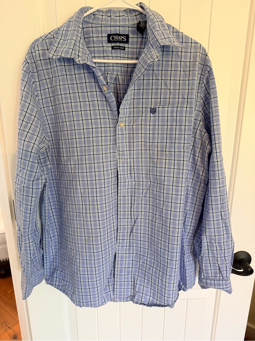 Chaps Light Blue Plaid Long-Sleeve Button-Up Shirt